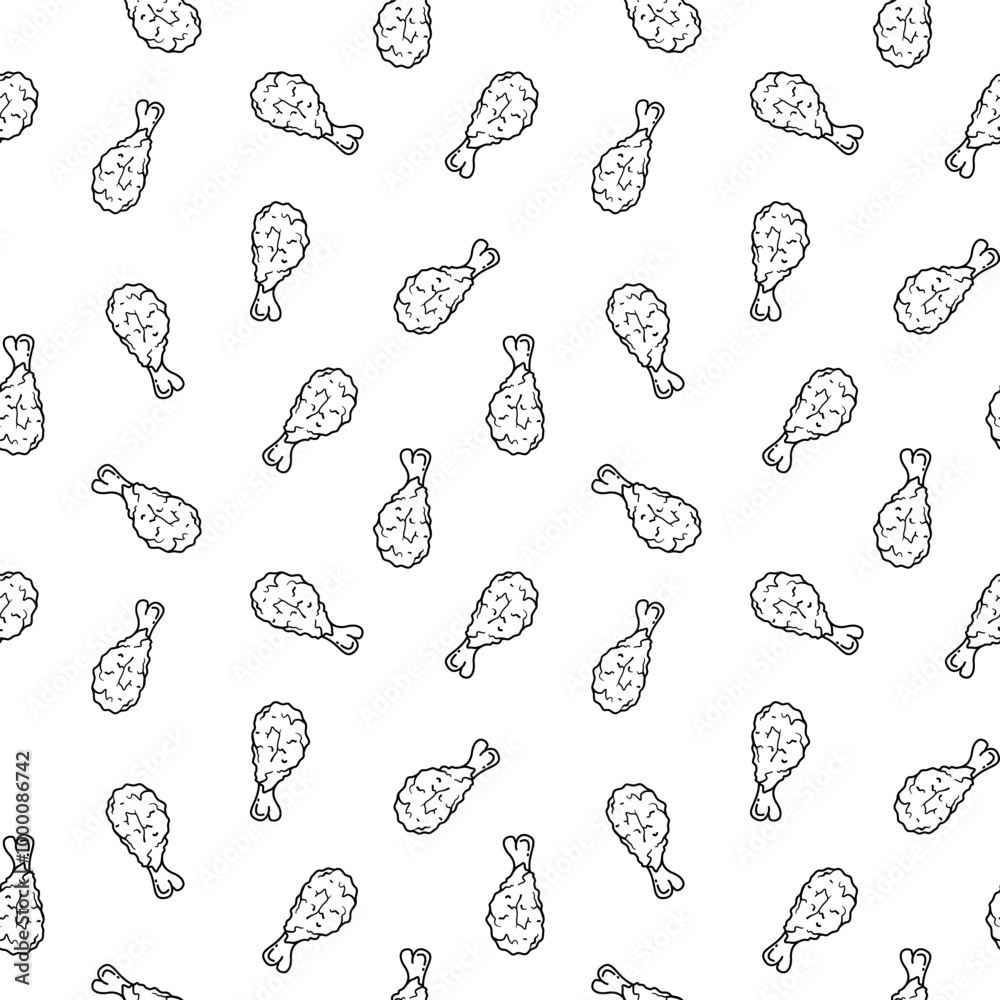 fried chicken seamless pattern background. doodle fried chicken pattern background. Fried chicken doodle pattern. fast food background. Chicken leg seamless pattern. Chicken drumstick pattern fried chicken seamless pattern background. doodle fried chicken pattern background. Fried chicken doodle pattern. fast food background. Chicken leg seamless pattern. Chicken drumstick pattern