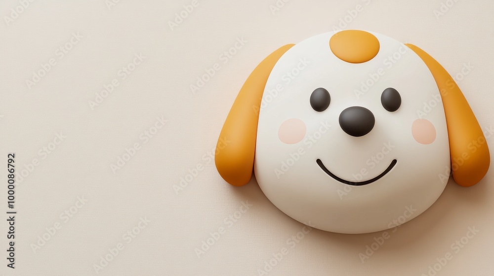 A cartoon dog with a smiling face is sitting on a white background A cartoon dog with a smiling face is sitting on a white background