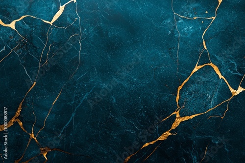 Luxurious dark teal marble texture with gold veins, perfect for high-end design and background applications. photo