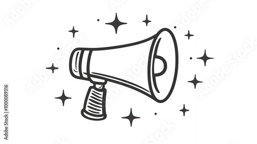 a black and white drawing of a megaphone 