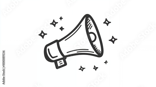 a black and white drawing of a megaphone 