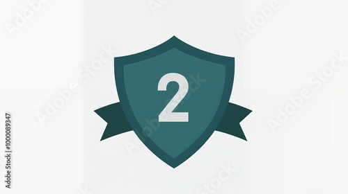 a green shield with a number 2 on it