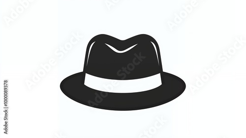 a black and white hat with a white band on it