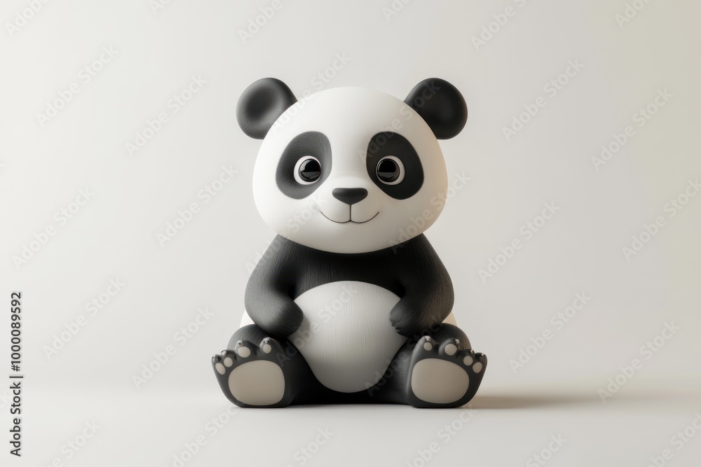 A 3D Rendered Cartoon Panda Bear Sitting With A White Background A 3D Rendered Cartoon Panda Bear Sitting With A White Background