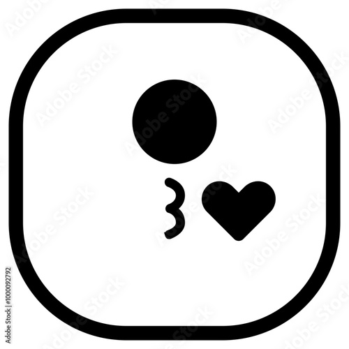 Cyclops Kiss Heart Emoji Icon. Simple Smiley Vector Illustration.