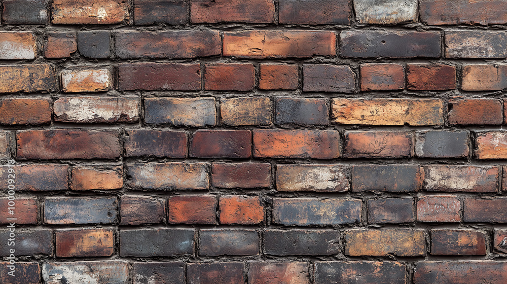 Obraz premium Vintage Brick Wall with Dark Weathered Surface