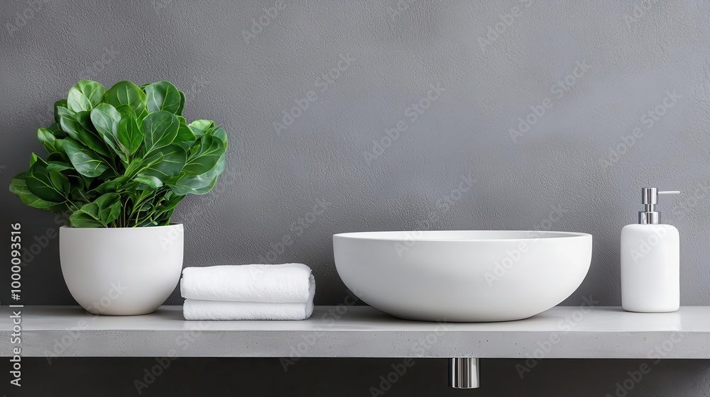 Loft-style bathroom with concrete sink, open shelving, and neutral color scheme, urban and chic Loft-style bathroom with concrete sink, open shelving, and neutral color scheme, urban and chic