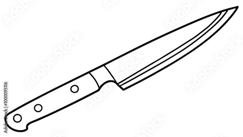 Kitchen Knife Line Drawing, Black and White Outline, Cooking Tool Illustration