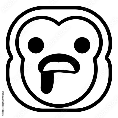 Drooling Monkey Emoji. Simple Ape Smiley Icon.