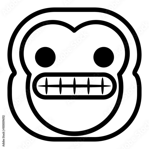 Grin Monkey Emoji. Simple Ape Smiley Icon.