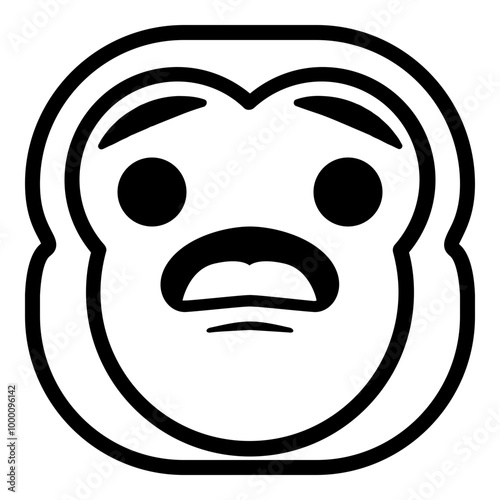 Disappointed Monkey Emoji. Simple Ape Smiley Icon.