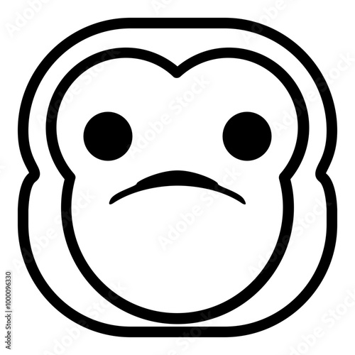 Sadly Monkey Emoji. Simple Ape Smiley Icon.