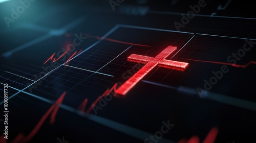 A medical heart monitor showing a cross on its display, blending health care with a Christian faith concept photo