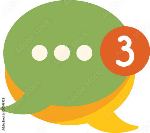 Green chat bubble is showing three new messages received notification with a red circle