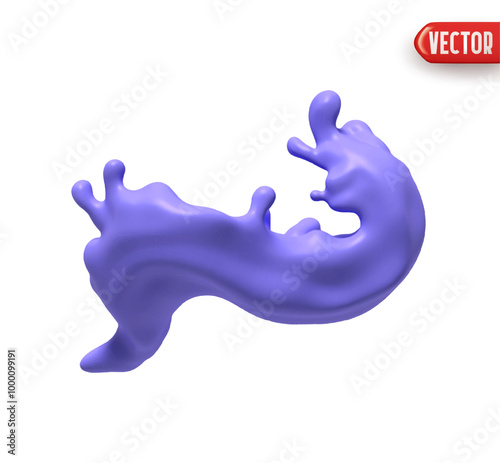 Splash of milk berry fruit liquid yogurt isolated on white background. Realistic 3d element soft purple with splash Vector illustration