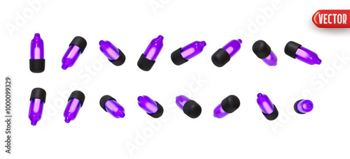 Set of decorative garland purple lilac soft lights. Realistic Christmas festive 3d element. New Year decorations objects isolated on white background. vector illustration