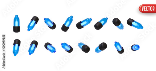 Set of decorative garland soft blue lights. Realistic Christmas festive 3d element. New Year decorations objects isolated on white background. vector illustration