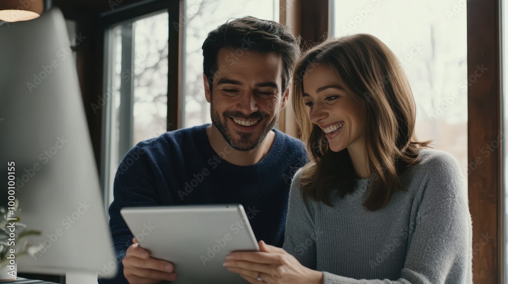 The Couple Enjoying Technology The Couple Enjoying Technology