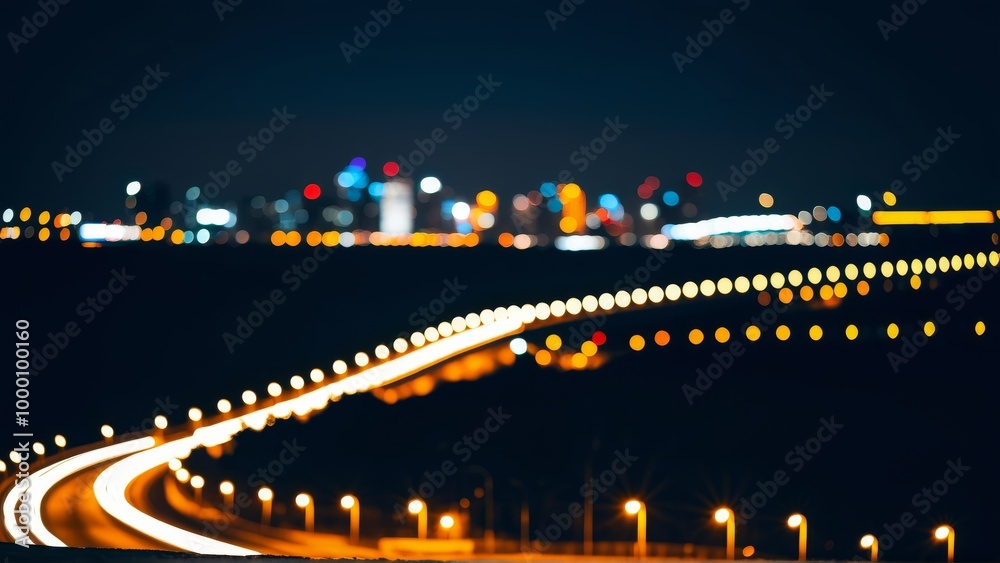 Blurred lights of night city, abstract urban background Blurred lights of night city, abstract urban background