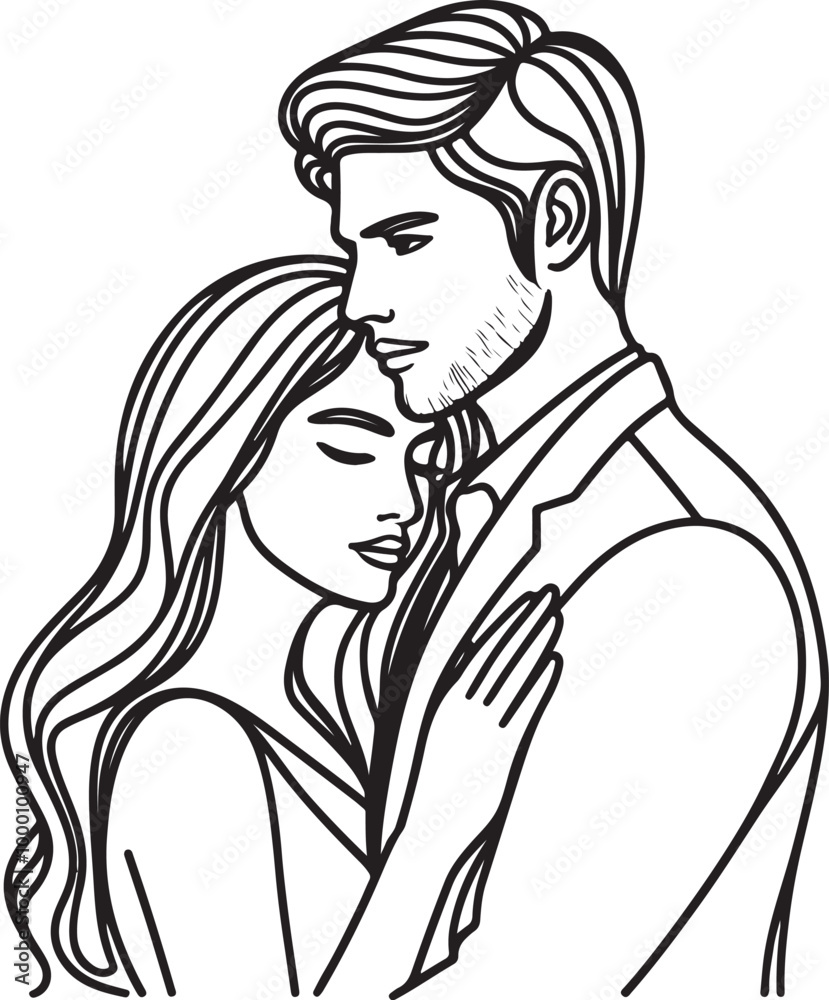 line art wedding husband wife, Mordan, kissing and romantic couple vector design. line art wedding husband wife, Mordan, kissing and romantic couple vector design.
