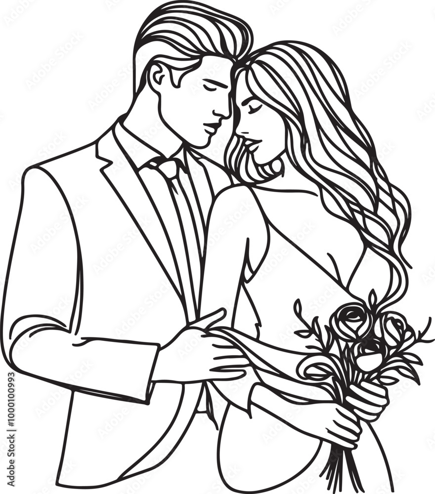 line art wedding husband wife, Mordan, kissing and romantic couple vector design. line art wedding husband wife, Mordan, kissing and romantic couple vector design.