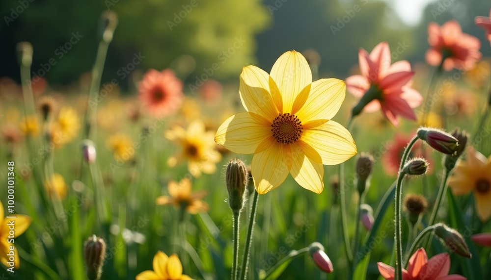 Fototapeta premium Blooming beauty in a field of joy