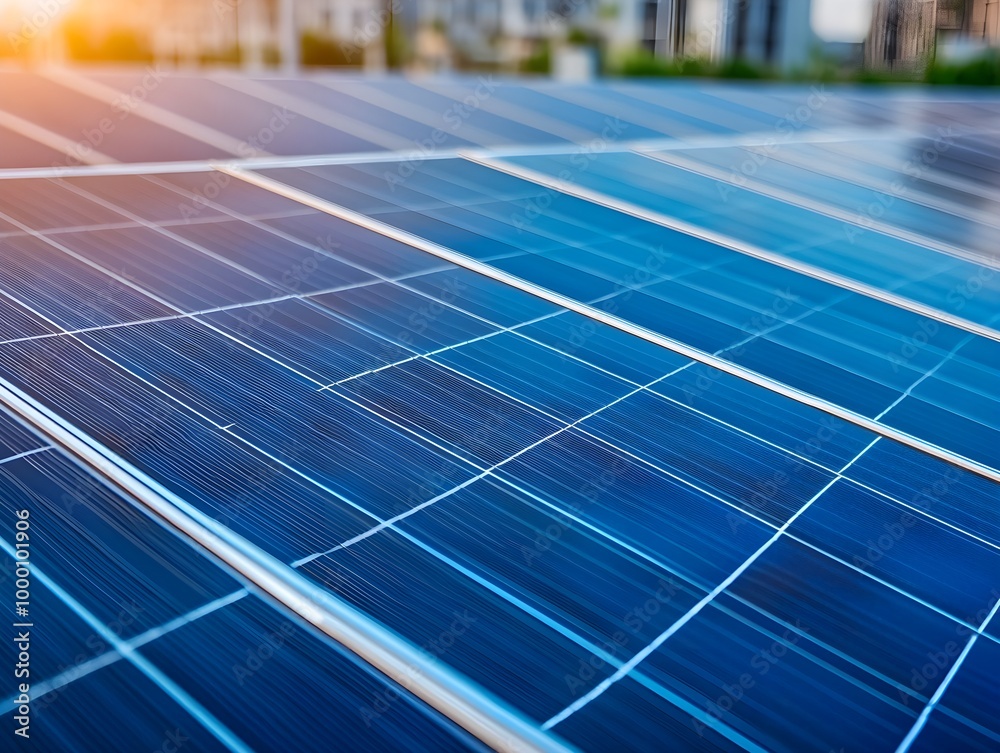 Detailed close-up of solar panels absorbing sunlight in an urban environment, highlighting renewable energy technology and sustainable infrastructure. Detailed close-up of solar panels absorbing sunlight in an urban environment, highlighting renewable energy technology and sustainable infrastructure.