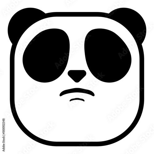 Slight Sad Panda Emoji. Simple Animal Head Smiley Icon.