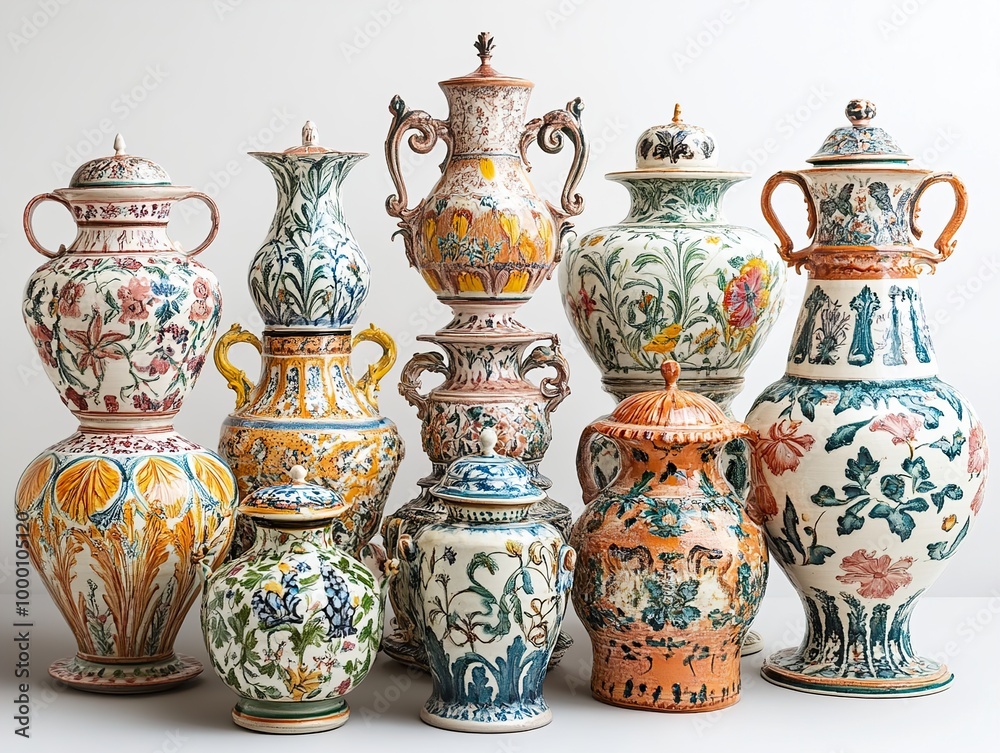 Hand-Painted Ceramic Vases: A Collection of Ornate Floral Designs Hand-Painted Ceramic Vases: A Collection of Ornate Floral Designs