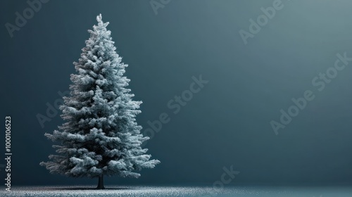 Beautiful winter christmas tree with copy space