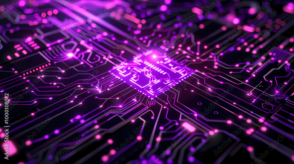neon circuit board computer technology. digital circuit design with vibrant neon elements on a dark purple background. neon circuit board computer technology. digital circuit design with vibrant neon elements on a dark purple background.