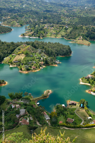 Aerial View from Piedra del Penol in Guatape, Colombia photo