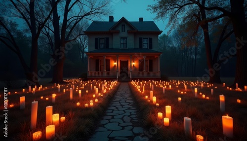  Eerie Halloween Pathway to Haunted House photo