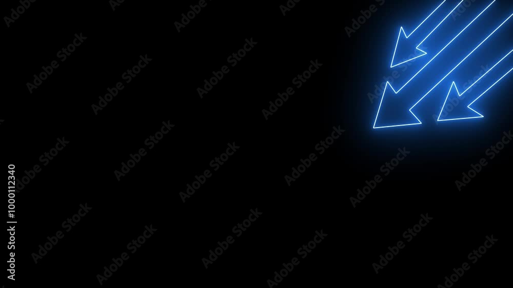 Abstract neon arrow icon. outline fork arrow icon, with editable stroke. Split arrow sign. Two way pointer,  forked arrow,  direction, double pathway, two direction to move, crossroad. vector icon. 