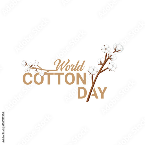World Cotton Day Logo isolated creative concept design. cotton background design. World Cotton Day banner template beauty cotton background. Natural organic fiber, cotton organic text.