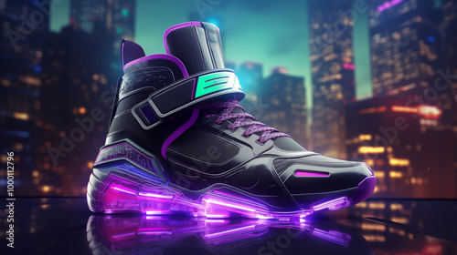  New Style futuristic Sneakers with a customized black , and pink with the powerful sleek sole and design