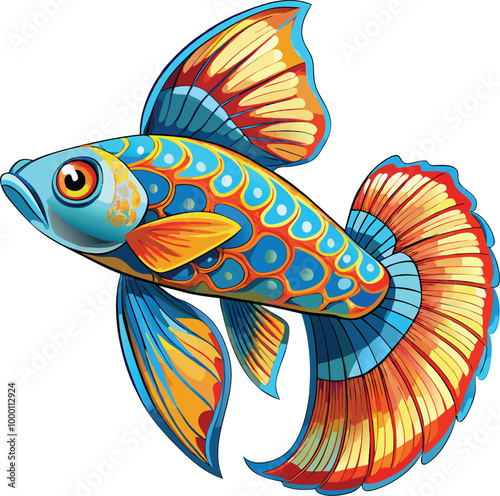 Guppy mascot vector sticker design