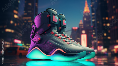  New Style futuristic Sneakers with a customized black , and pink with the powerful sleek sole and design