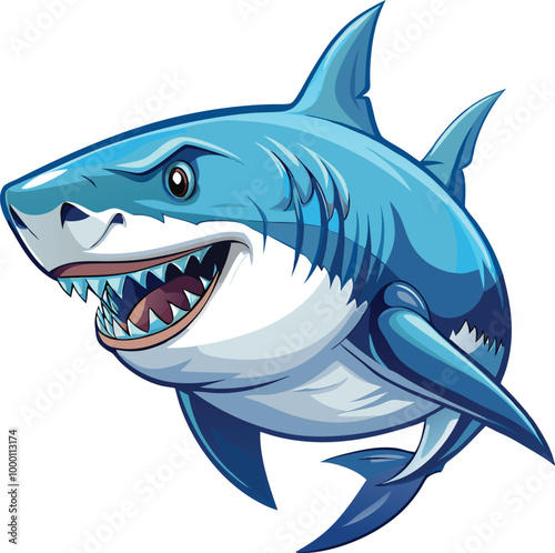 Shark mascot vector sticker design