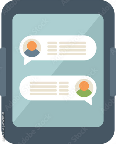 Tablet is displaying a chat conversation between two people using an instant messaging app