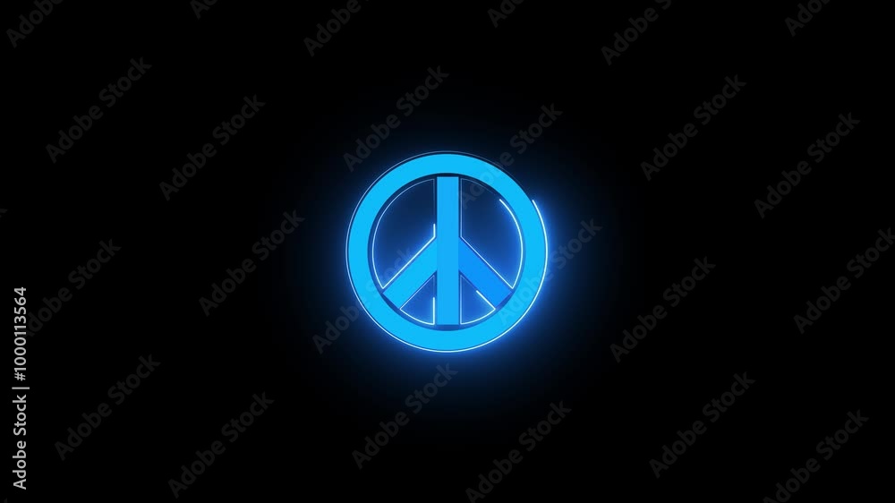Abstract neon peace icon. set of Peace symbols  icons on black background. World peace sign. motion video. 