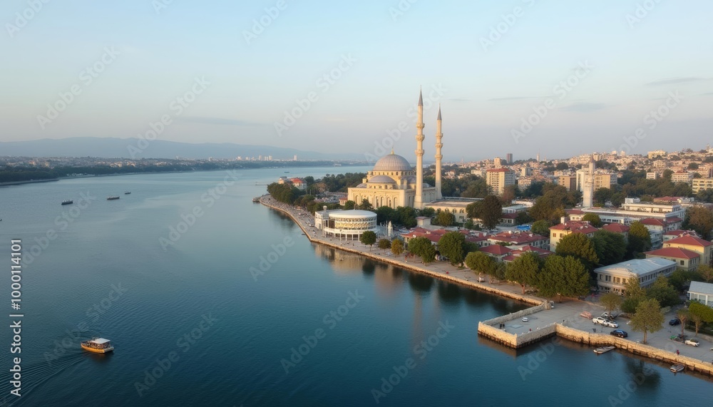 Fototapeta premium Tranquil waters meet historic charm in this picturesque coastal city