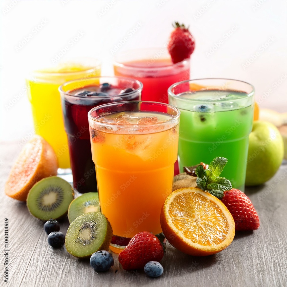 colorful drinks and fruits colorful drinks and fruits