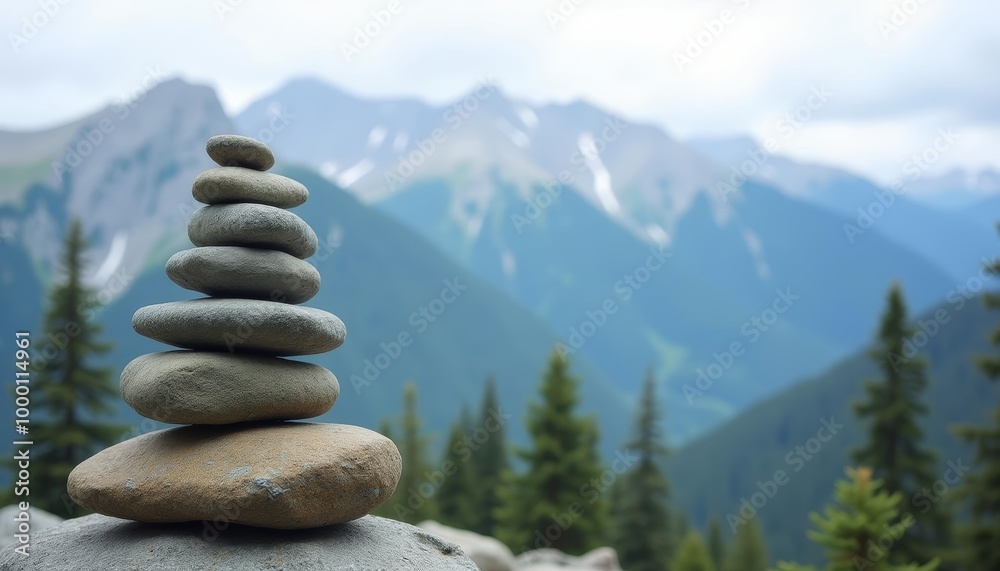 Peaceful balance amidst natures grandeur Peaceful balance amidst natures grandeur