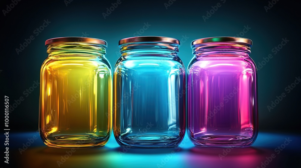 three colorful antique jars three colorful antique jars