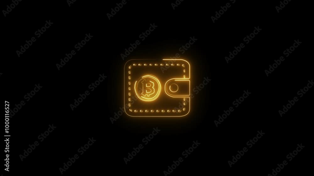 Business Neon Light Bit coin icon animated on black background 4k video. Business Neon Light Bit coin icon animated on black background 4k video.