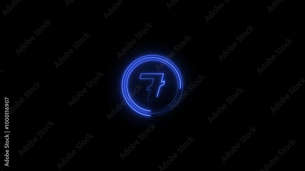 Abstract beautiful neon number 7 animation on black background. Abstract beautiful neon number 7 animation on black background.