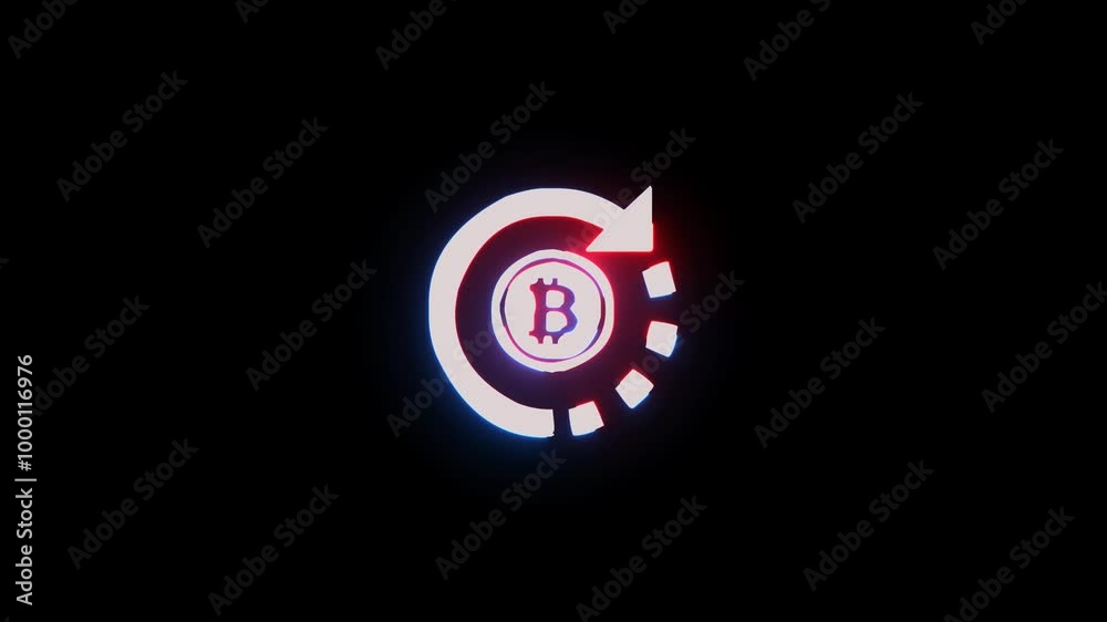 Bit coin icon animated on black background. Neon Bit coin sign background video. Bit coin icon animated on black background. Neon Bit coin sign background video.