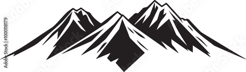 Mountain outline vector with the tree, Mountain range silhouette isolated vector illustration.