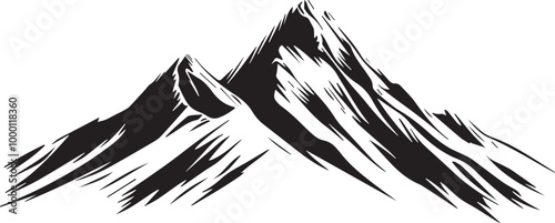 Mountain outline vector with the tree, Mountain range silhouette isolated vector illustration.